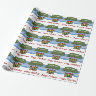 Tropical Island Tiki Hut Bar Merry Christmas Wrapping Paper
