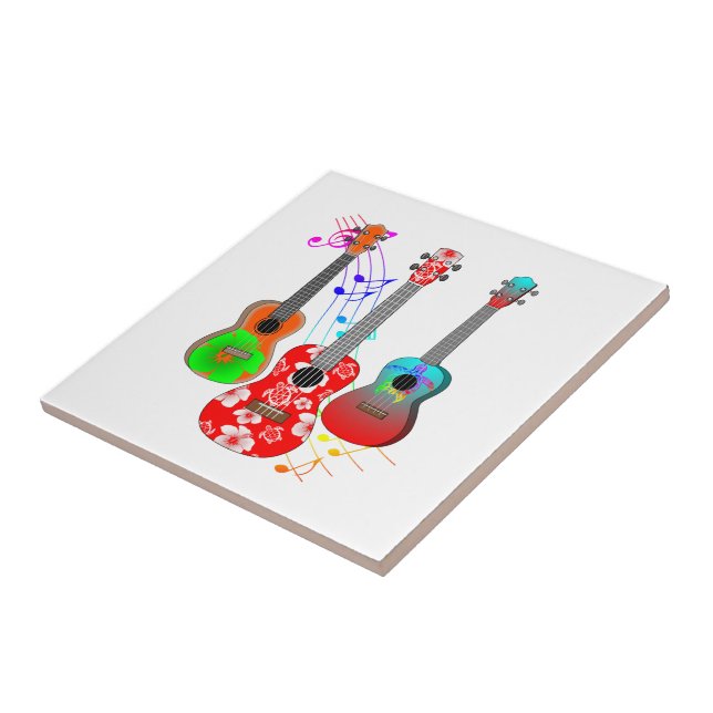 Tropical Island Ukulele Player Music Ceramic Tile (Side)
