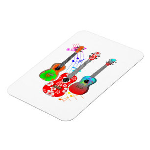 Tropical Island Ukulele Player Music Magnet