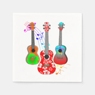 Tropical Island Ukulele Player Music Napkin