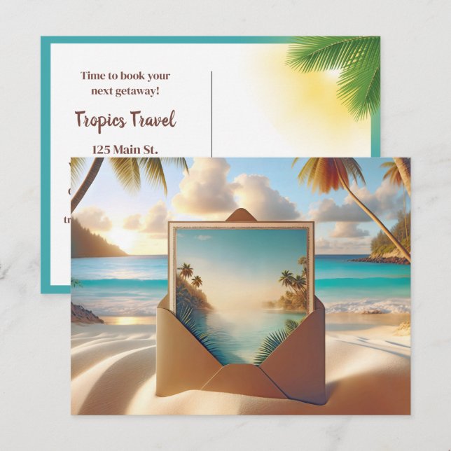 Tropical Island Vacation Postcard (Front/Back)