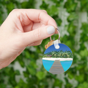 Tropical Island Vacation Scenic Landscape Keychain