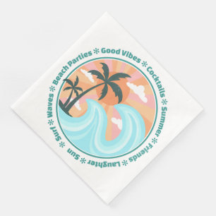Tropical Island Vibes On White Napkin