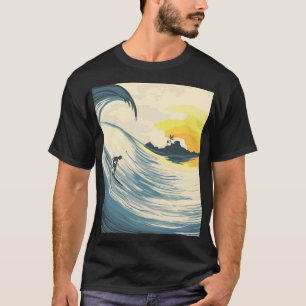 Tropical island, wave, surfer sunset. T-Shirt