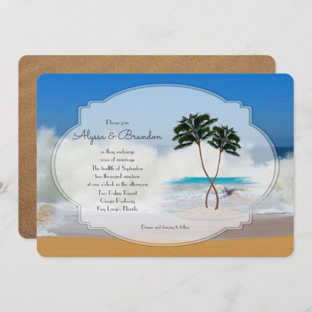Tropical Island Wedding Invitation (Front/Back)