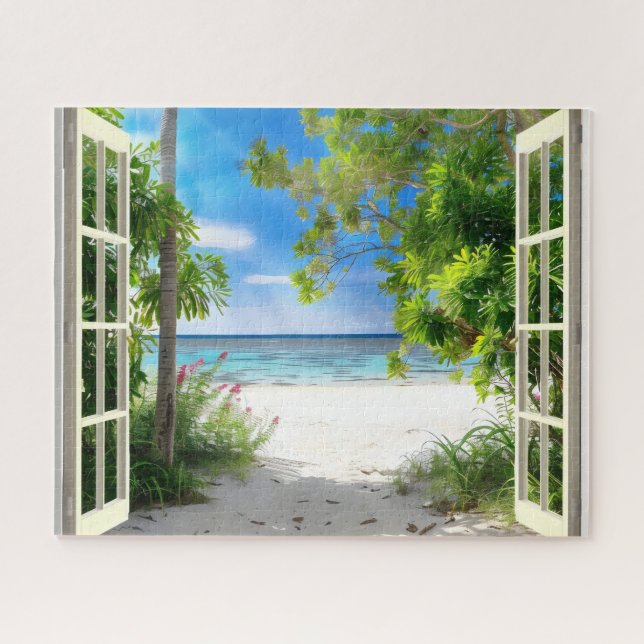 Tropical Island Window View Jigsaw Puzzle (Horizontal)