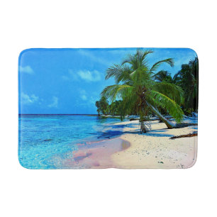 Tropical Island With Palm Trees And Sandy Beach Po Bath Mat