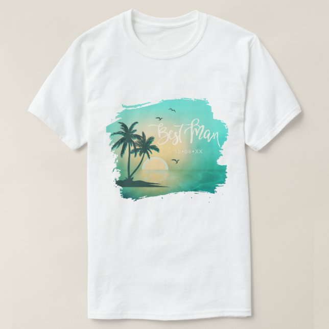 Tropical Isle Best Man Teal ID581 T-Shirt (Design Front)