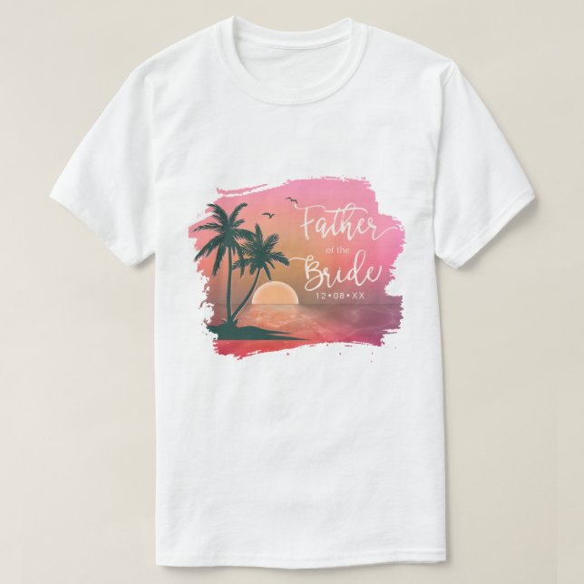 Tropical Isle Father of the Bride Pink ID581 T-Shirt (Design Front)