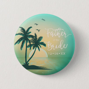 Tropical Isle Father of the Bride Teal ID581 6 Cm Round Badge