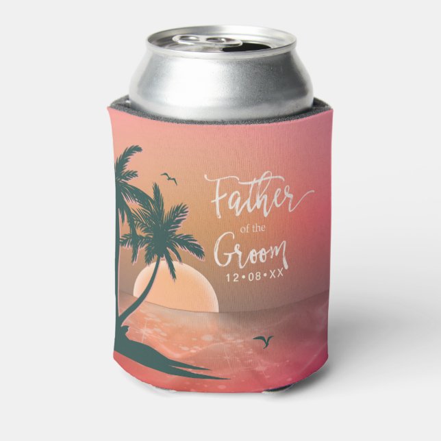 Tropical Isle Father of the Groom Pink ID581 Can Cooler (Can Back)