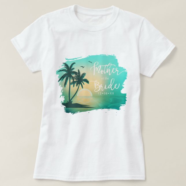 Tropical Isle Mother of the Bride Teal ID581 T-Shirt (Design Front)