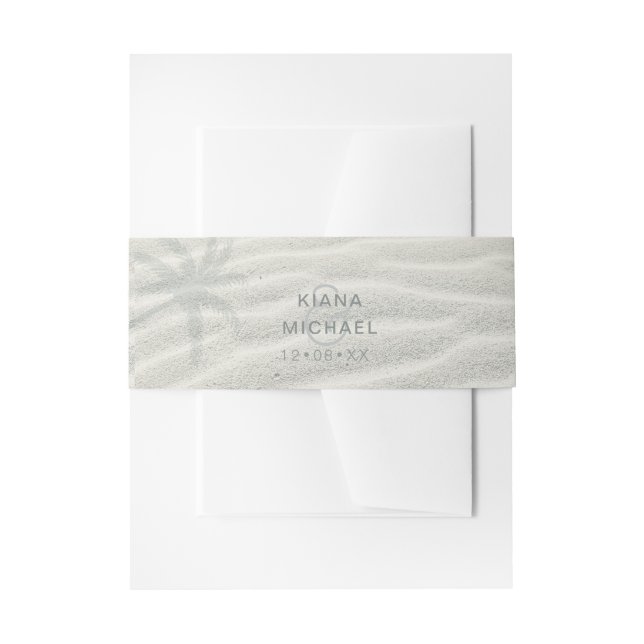 Tropical Isle Palm Tree and Sand ID581 Invitation Belly Band (Front Example)