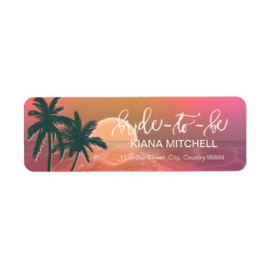 Tropical Isle Sunrise Bride-to-Be Pink ID581 Return Address Label