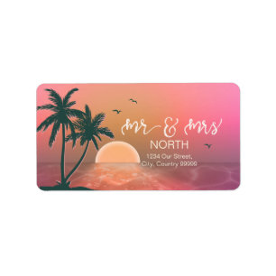 Tropical Isle Sunrise Mr & Mrs Pink ID581 Label
