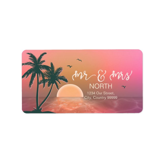 Tropical Isle Sunrise Mr & Mrs Pink ID581 Label (Front)