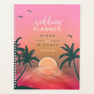 Tropical Isle Sunrise Wedding Plans Pink L2 ID581 Planner