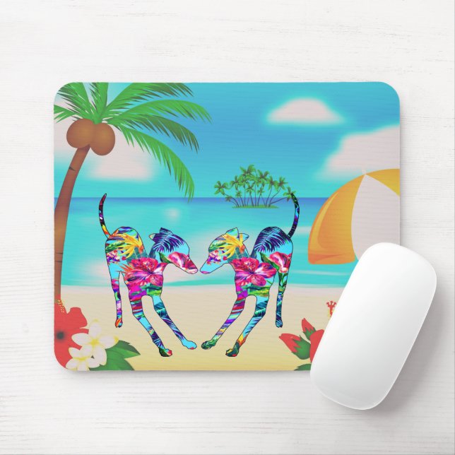 Tropical Italian Greyhounds Mouse Pad (With Mouse)