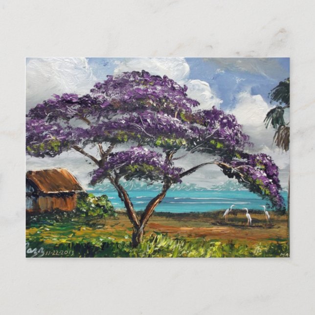 Tropical Jacaranda Tree Art Postcard (Front)