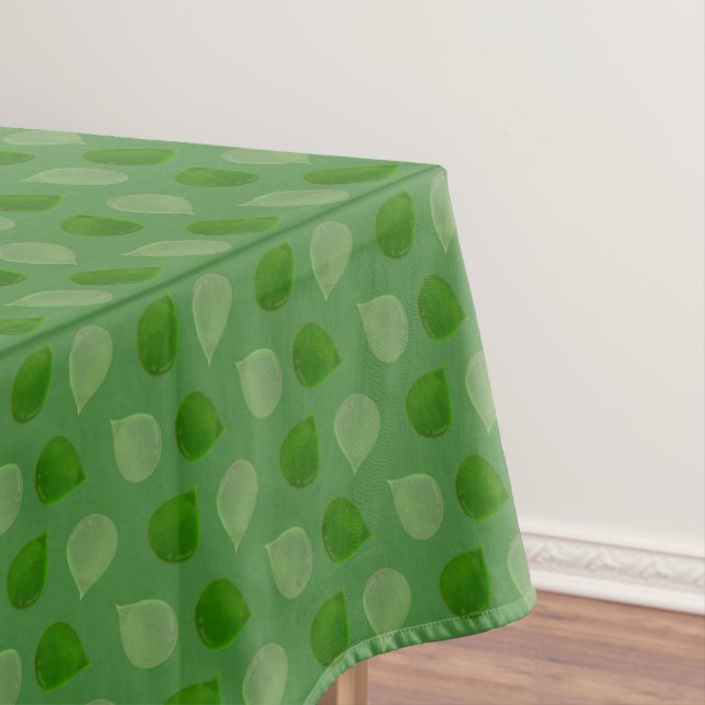 Tropical Jade Tree Leaves on Green Tablecloth (In Situ)
