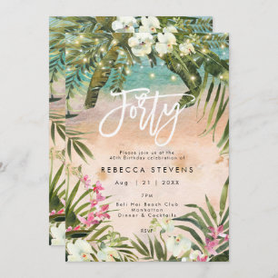 tropical jungle 40 forty birthday invitation
