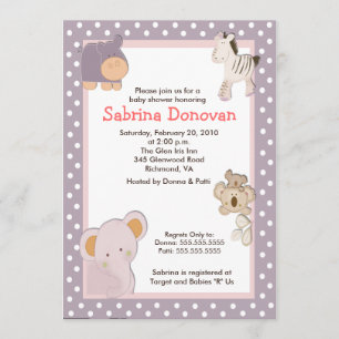 Tropical Jungle Animals 5x7 Baby Shower Invitation