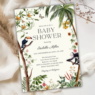 Tropical Jungle Animals Boy Baby Shower Invitation