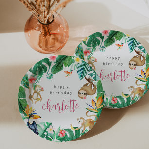 Tropical Jungle Animals Kids Birthday Party Paper Plate