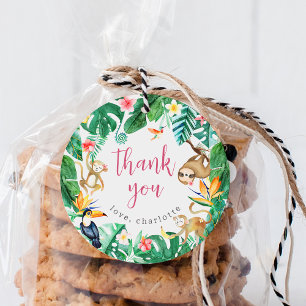 Tropical Jungle Animals Kids Birthday Thank You Favour Tags
