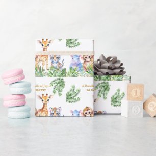 Tropical Jungle Baby animals Wrapping Paper