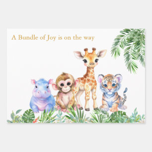 Tropical Jungle Baby animals Wrapping Paper Sheet