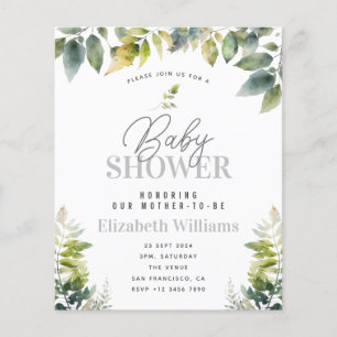 Tropical Jungle Baby Shower Budget Invitation