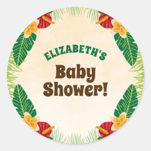 Tropical Jungle Baby Shower Classic Round Sticker