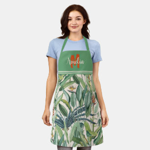 Tropical Jungle Banana Tree Strelitzia Monogram Apron