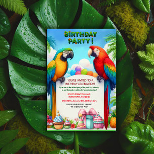 Tropical Jungle Birthday Party Invitation for Kids