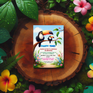 Tropical Jungle Birthday Party Invitation for Kids