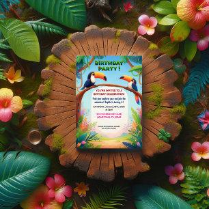Tropical Jungle Birthday Party Invitation for Kids