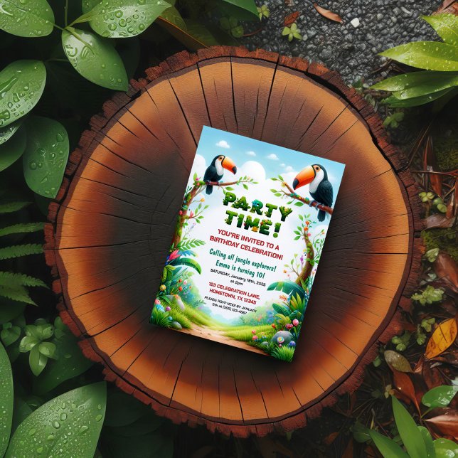Tropical Jungle Birthday Party Invitation for Kids (Creator Uploaded)