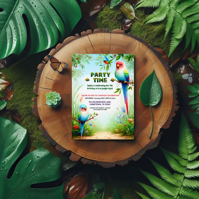 Tropical Jungle Birthday Party Invitation for Kids (Creator Uploaded)
