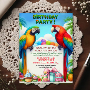 Tropical Jungle Birthday Party Invitation for Kids Postcard