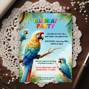 Tropical Jungle Birthday Party Invitation for Kids Postcard
