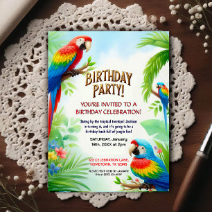 Tropical Jungle Birthday Party Invitation for Kids Postcard