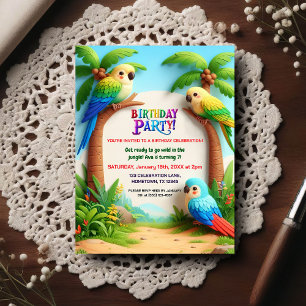 Tropical Jungle Birthday Party Invitation for Kids Postcard