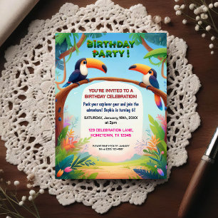 Tropical Jungle Birthday Party Invitation for Kids Postcard