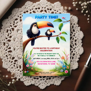 Tropical Jungle Birthday Party Invitation for Kids Postcard