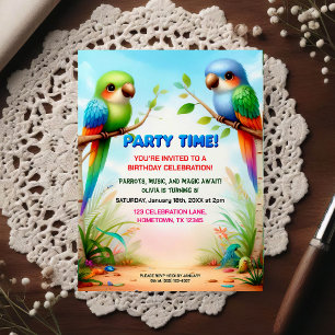 Tropical Jungle Birthday Party Invitation for Kids Postcard