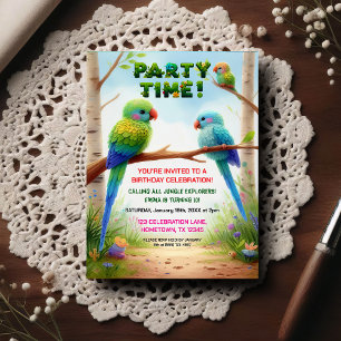 Tropical Jungle Birthday Party Invitation for Kids Postcard