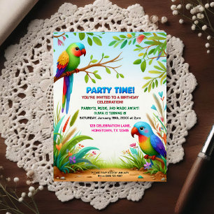 Tropical Jungle Birthday Party Invitation for Kids Postcard
