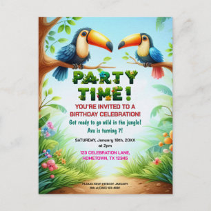 Tropical Jungle Birthday Party Invitation for Kids Postcard