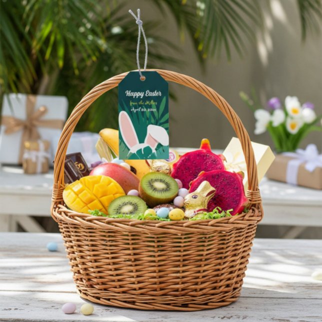 Tropical Jungle Easter Bunny Custom Gift Tag (Creator Uploaded)